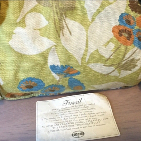 Fossil Vintage Floral Print Canvas Leather Trim Handbag Shoulder Bag - Picture 5 of 6